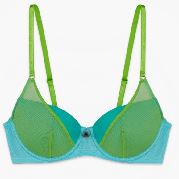 Savage x Fenty-" I Dare Hue Mesh Demi Bra & High Leg Bikini (Kelly Green Combo) - Picture 2 of 8